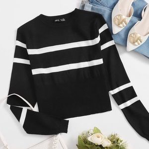 Shein Round Neck Striped Sweater
